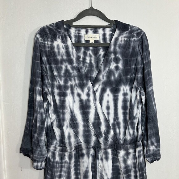Cloth and Stone Tie Dye Sleeveless‎ Romper Gray White Pockets Size Medium - Picture 3 of 12